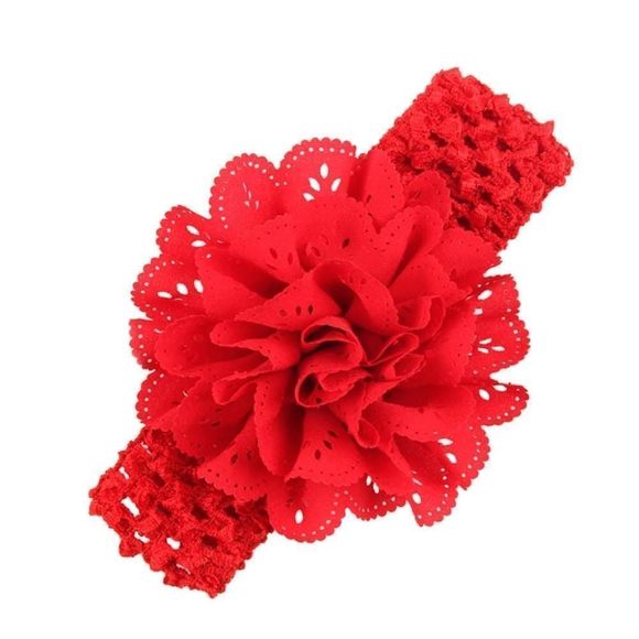 NEW RED EYELIT FLOWER STRETCHY HEADBAND - Picture 1 of 2